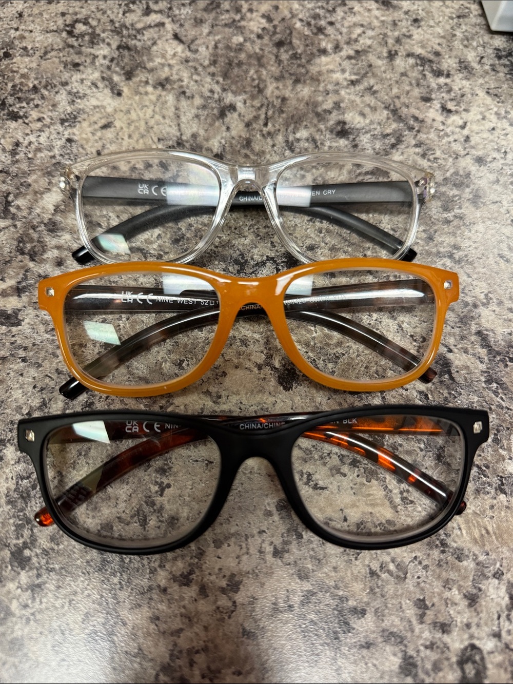 Women’s Clear, Amber, and Black Fashion Eyewear Cheaters Trio